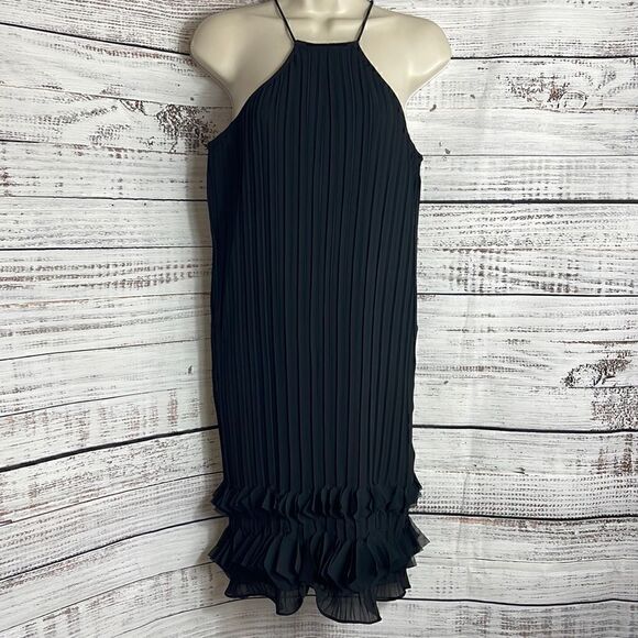 Lumier by Bariano Dress Womens XS pleated chiffon mini  Ruffles Australia black - Picture 5 of 12